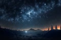 Surreal night sky full of stars and epic milky ways. Neural network generated art