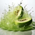 Surreal Organic Forms: Melon Sliced With Splashing Water