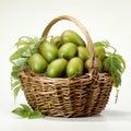 Surreal Organic Wicker Basket With Green Pears