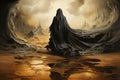 surreal painting of death humbly coming to take a soul generative AI Royalty Free Stock Photo