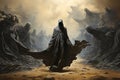 surreal painting of death humbly coming to take a soul generative AI Royalty Free Stock Photo