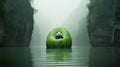 Surreal Panda On Enormous Green Pumpkin: A Dreamy Architectural Landscape