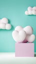 Surreal pastel cloud sculpture against teal background with pink platform Royalty Free Stock Photo