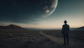 man looking at the planet Royalty Free Stock Photo