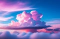 Surreal pink and blue soft fluffy clouds outdoor on blue clear sky . Cotton candy clouds. Freedom, calmness