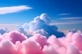 Surreal pink and blue soft fluffy clouds outdoor on blue sky . Cotton candy clouds. Freedom, calmness, dreaminess