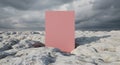 Surreal Pink Monolith on Rocky Terrain Royalty Free Stock Photo