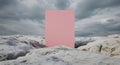 Surreal Pink Monolith on Rocky Terrain Royalty Free Stock Photo