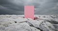 Surreal Pink Monolith on Rocky Terrain Royalty Free Stock Photo