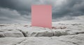 Surreal Pink Monolith on Rocky Terrain Royalty Free Stock Photo