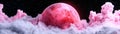 Surreal pink moon over clouds Royalty Free Stock Photo