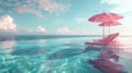 A surreal pink-toned poolside AI Generated