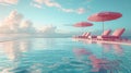 A surreal pink-toned poolside AI Generated