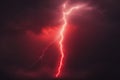 Surreal Pop Art Style Powerful Lightning Strikes in the Bloody Red Night Sky with a Spooky, ai generative Royalty Free Stock Photo