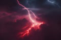 Surreal Pop Art Style Powerful Lightning Strikes in the Bloody Red Night Sky with a Spooky, ai generative Royalty Free Stock Photo