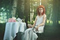 Surreal portrait of a beautiful redhead woman