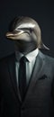 Surreal Portrait Of Dolphin Wearing Business Suit Royalty Free Stock Photo