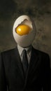 Surreal portrait of a man with a cracked egg as his head, business attire Royalty Free Stock Photo