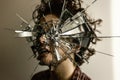 Surreal portrait of a man in the reflection of a broken mirror Royalty Free Stock Photo