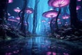 Surreal postapocalyptic forest with