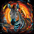 A surreal psychedelic zebra artwork.