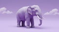 Whimsical Purple Elephant with Clouds on Lavender Background Royalty Free Stock Photo