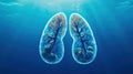 A surreal representation of lungs resembling underwater ecosystems