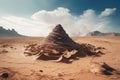 Surreal rock vortex formation. Fictional coiled stones in the desert mountains. Generated AI.