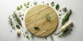Surreal Round Bamboo Cutting Board A Culinary Masterpiece for Modern Kitchens EcoFriendly Artistic and Functional Royalty Free Stock Photo