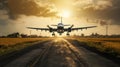 A Surreal Scene: Airplane Landing On Rural Road