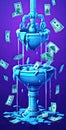 Surreal Scene of Leaking Faucet with Dollar Bills AI Generated