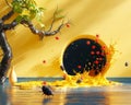 A surreal scene with a void-like portal unleashing streams of spam and virus particles into a clean digital environment,