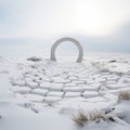 Surreal Sculpture: A White Ring Of Gravel On Snow