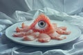 Surreal seafood dish with eye-catching presentation