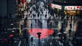 Surreal Shibuya Crossing in Tokyo with a heart