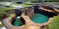 The surreal sight of a sinkhole swallowing up a section of land