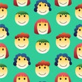 Surreal smile face seamless pattern isolated on green background Royalty Free Stock Photo