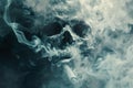 Surreal smoke skull with a cigarette. dark, ominous art. symbol of danger and death. perfect for edgy designs. AI