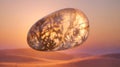 Smooth Floating Pebble Form With Botanical Light Patterns in a Surreal Void Royalty Free Stock Photo