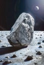 Surreal Space Landscape with Asteroid, Moon Surface, and Distant Planets, High Quality Photorealistic 3D Render for Science and