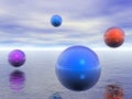 Surreal spheres over water