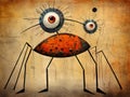 Surreal spider abstract art brut animal character Royalty Free Stock Photo