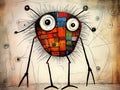 Surreal spider abstract art brut animal character Royalty Free Stock Photo