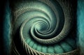 Surreal spiral stairs in vintage mood, abstract generative AI