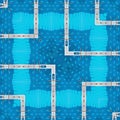 surreal square format repeating design of swimming pool with blue clear water