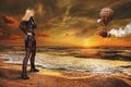 Surreal Steampunk Fantasy, Balloon, Landscape