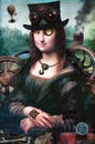 Surreal Steampunk Mona Lisa Oil Painting Royalty Free Stock Photo
