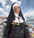 Surreal Steampunk Nun, Technology, Religion
