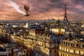 Surreal Steampunk Paris, Hot Air Balloon Royalty Free Stock Photo