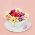 Surreal Summer Flower and Wildflower Teacup Composition